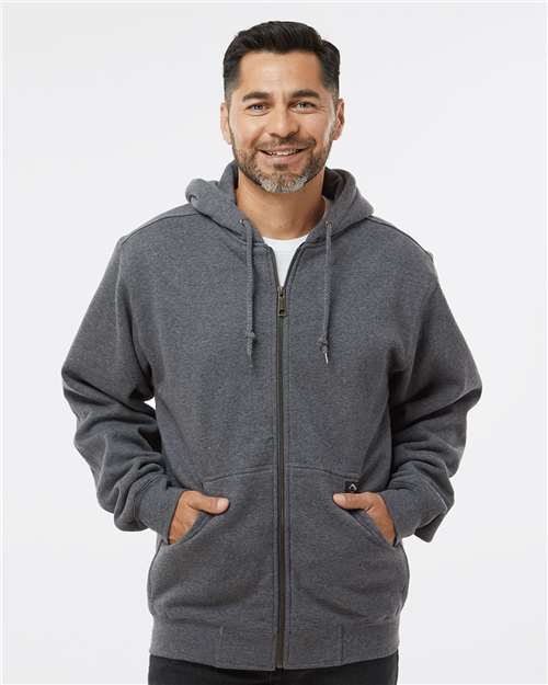 DRI DUCK 7033 Men's Crossfire Heavyweight Power Fleece Hooded Jacket with Thermal Lining - Dark Oxford - model front
