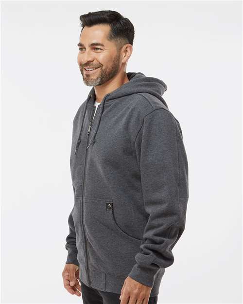 DRI DUCK 7033 Men's Crossfire Heavyweight Power Fleece Hooded Jacket with Thermal Lining - Dark Oxford - model side
