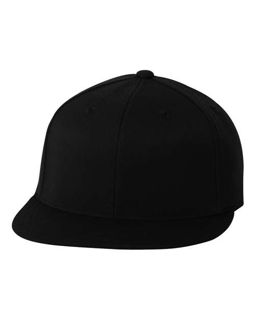 Flexfit 6210FF 210 Flat Bill Cap - Black - front