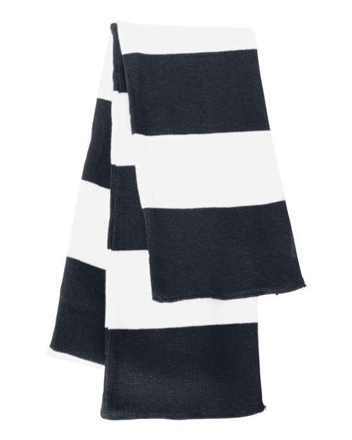 Sportsman SP02 Rugby-Striped Knit Scarf - Navy/ White - front