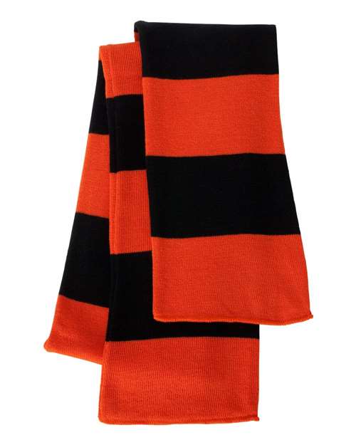Sportsman SP02 Rugby-Striped Knit Scarf - Orange/ Black - back