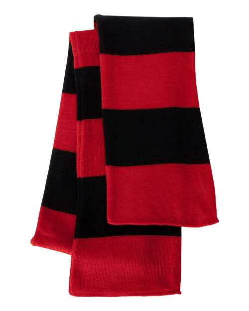 Sportsman SP02 Rugby-Striped Knit Scarf - Red/ Black - front