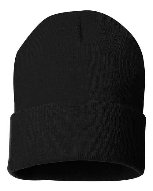 Sportsman SP12 12" Solid Cuffed Beanie - Black - back