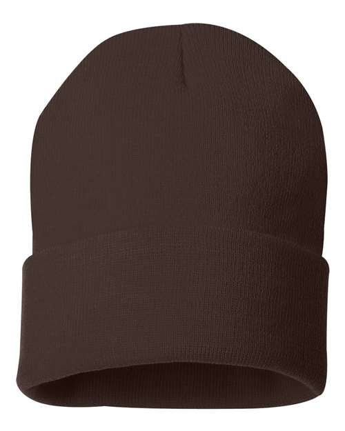 Sportsman SP12 12" Solid Cuffed Beanie - Brown - front