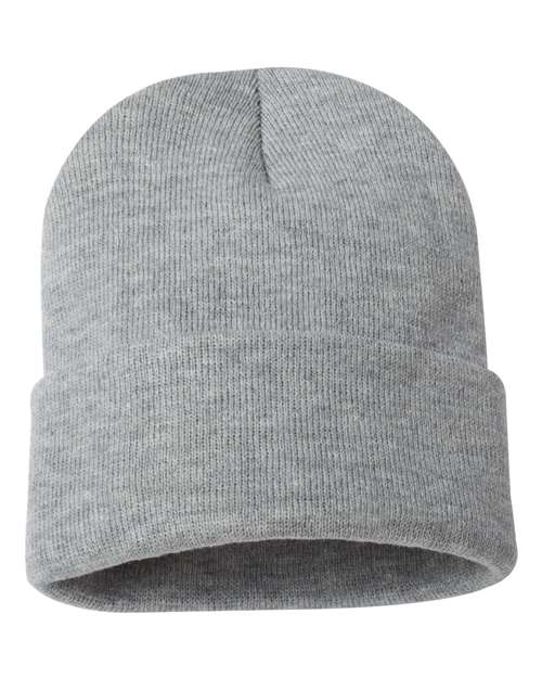 Sportsman SP12 12" Solid Cuffed Beanie - Heather Grey - back