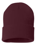 Sportsman SP12 12" Solid Cuffed Beanie - Maroon - front