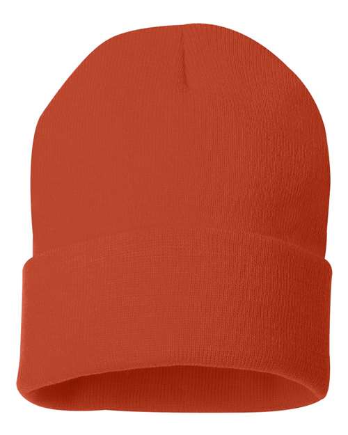 Sportsman SP12 12" Solid Cuffed Beanie - Orange - front