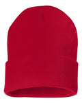 Sportsman SP12 12" Solid Cuffed Beanie - Red - back
