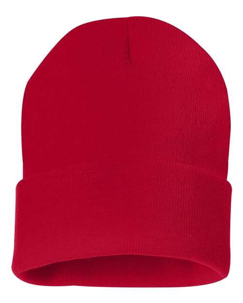 Sportsman SP12 12" Solid Cuffed Beanie - Red - back