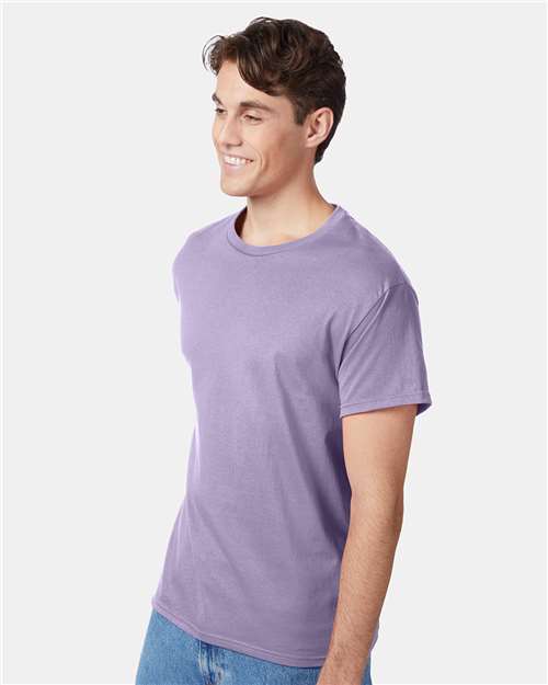 Hanes 5250 Authentic T-Shirt - Lavender - model side