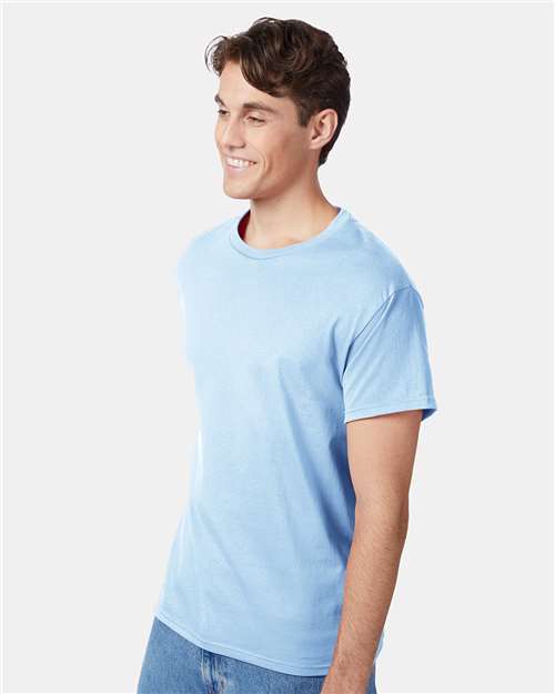 Hanes 5250 Authentic T-Shirt - Light Blue - model side