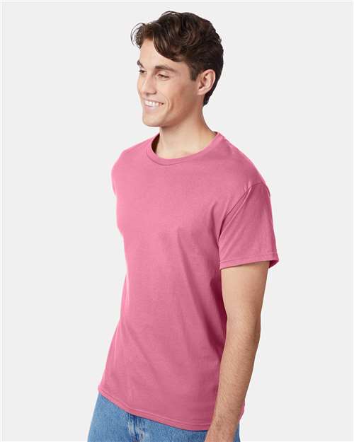 Hanes 5250 Authentic T-Shirt - Pink - model side