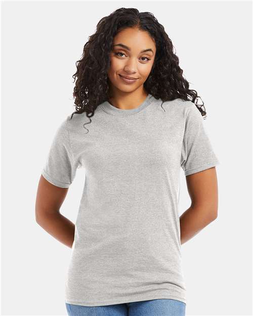 Hanes 5180 Unisex Beefy-T T-Shirt - Ash - model front