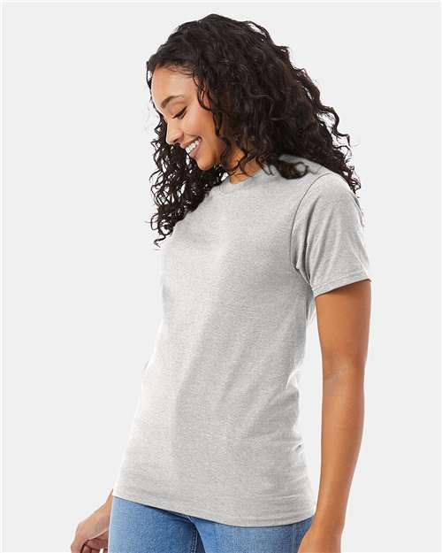 Hanes 5180 Unisex Beefy-T T-Shirt - Ash - model side