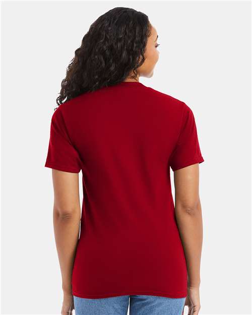 Hanes 5180 Unisex Beefy-T T-Shirt - Deep Red - model back