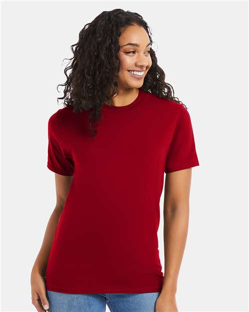 Hanes 5180 Unisex Beefy-T T-Shirt - Deep Red - model front