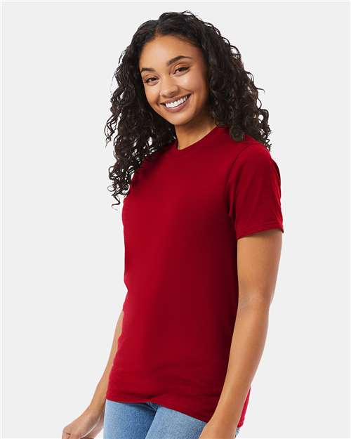 Hanes 5180 Unisex Beefy-T T-Shirt - Deep Red - model side