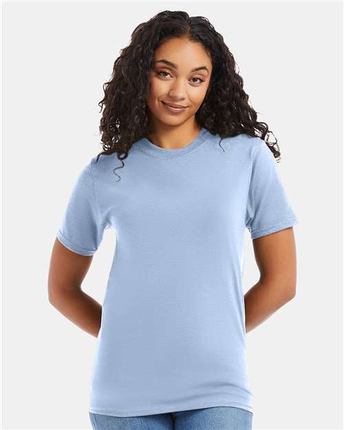 Hanes 5180 Unisex Beefy-T T-Shirt - Light Blue - model front