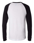 BELLA + CANVAS 3000 Men's Long Sleeve Jersey Baseball Tee - White/ Black - back