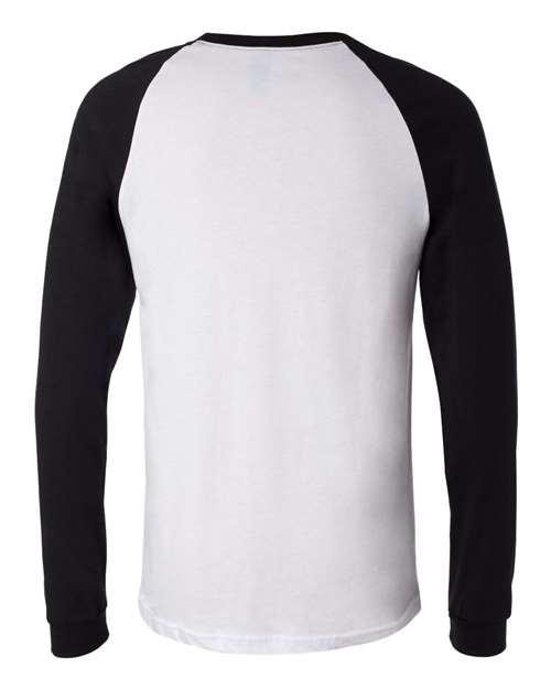BELLA + CANVAS 3000 Men's Long Sleeve Jersey Baseball Tee - White/ Black - back