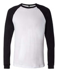BELLA + CANVAS 3000 Men's Long Sleeve Jersey Baseball Tee - White/ Black - front