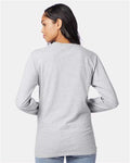 Hanes 5586 Authentic Long Sleeve T-Shirt - Ash - model back