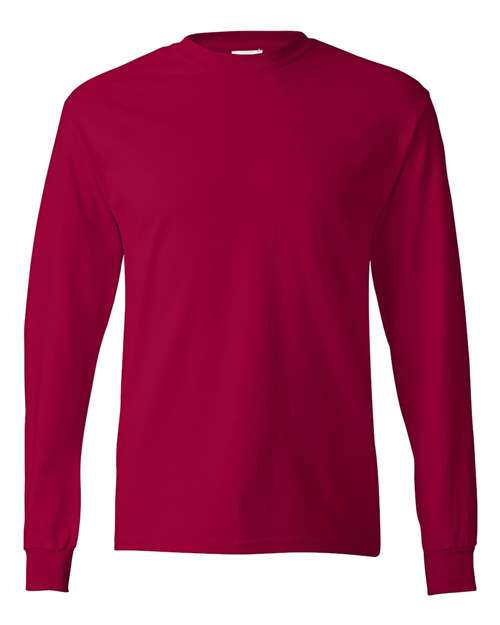 Hanes 5586 Authentic Long Sleeve T-Shirt - Deep Red - front