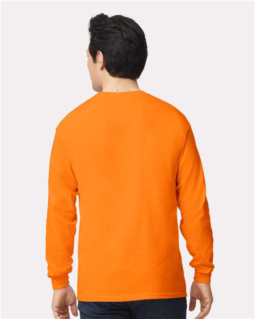 Gildan 2400 Ultra Cotton Long Sleeve T-Shirt - Safety Orange - model back