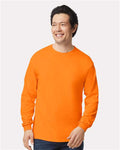 Gildan 2400 Ultra Cotton Long Sleeve T-Shirt - Safety Orange - model front