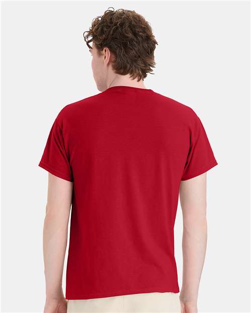 Hanes 5170 Unisex EcoSmart T-Shirt - Deep Red - model back