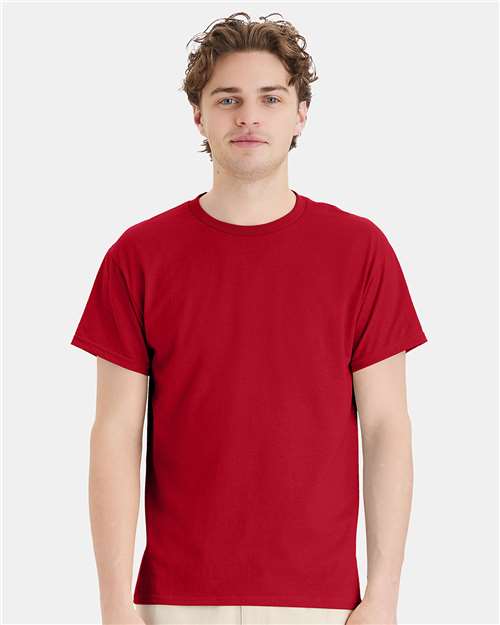 Hanes 5170 Unisex EcoSmart T-Shirt - Deep Red - model front