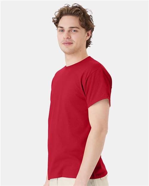Hanes 5170 Unisex EcoSmart T-Shirt - Deep Red - model side
