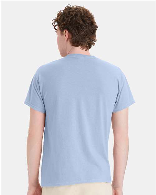 Hanes 5170 Unisex EcoSmart T-Shirt - Light Blue - model back