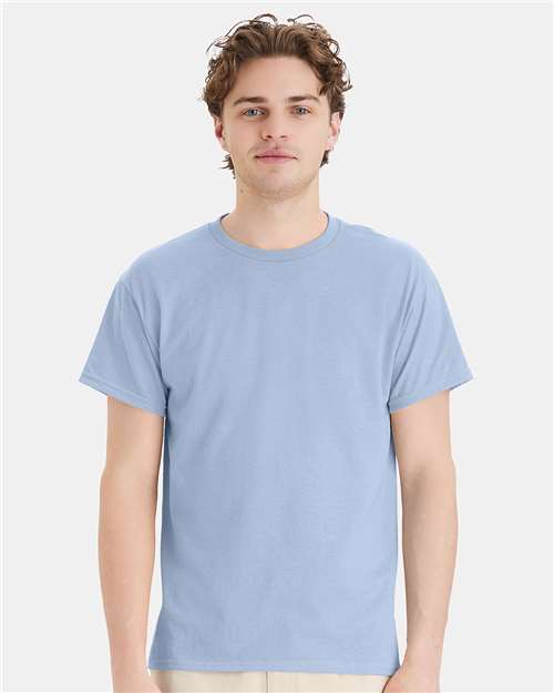 Hanes 5170 Unisex EcoSmart T-Shirt - Light Blue - model front
