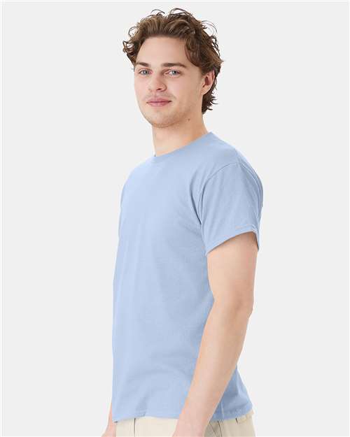 Hanes 5170 Unisex EcoSmart T-Shirt - Light Blue - model side