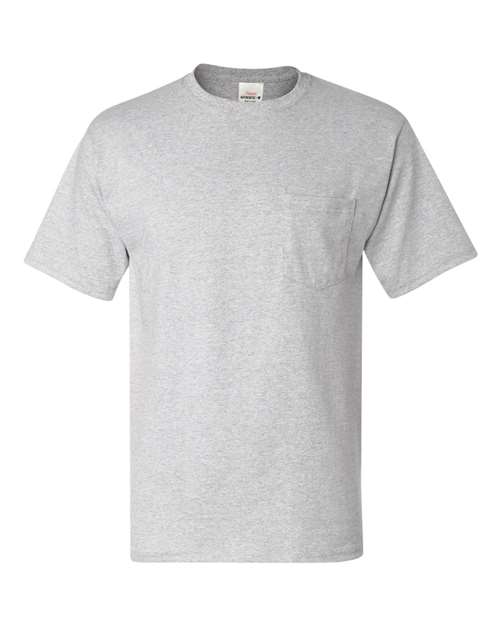 Hanes 5590 Men's Authentic Pocket T-Shirt - Ash - front