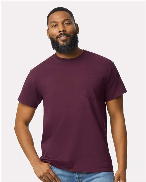Gildan 2300 Unisex Ultra Cotton Pocket T-Shirt - Maroon - model front