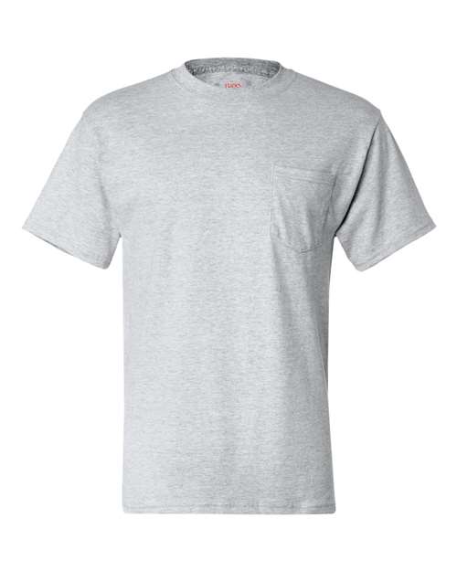 Hanes 5190 Men's Beefy-T Pocket T-Shirt - Ash - front