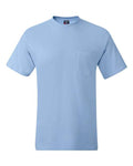 Hanes 5190 Men's Beefy-T Pocket T-Shirt - Light Blue - front