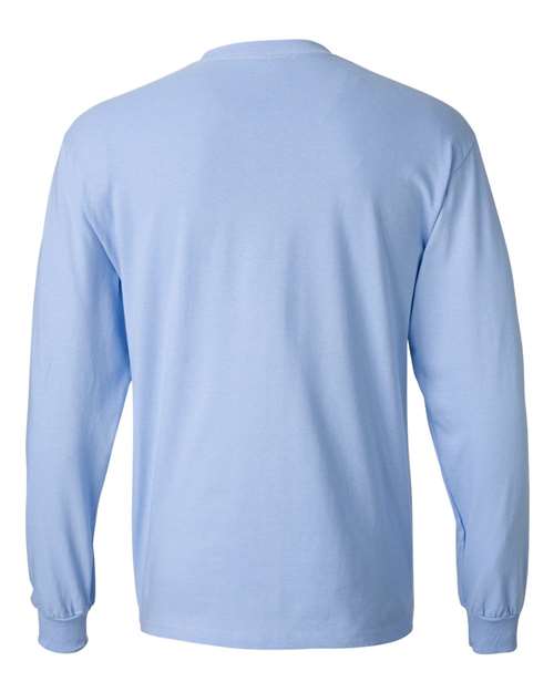 Hanes 5186 Beefy-T Long Sleeve T-Shirt - Light Blue - back