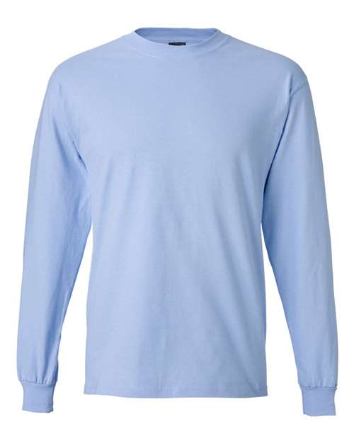 Hanes 5186 Beefy-T Long Sleeve T-Shirt - Light Blue - front