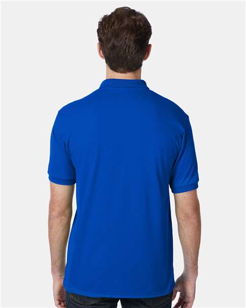 Hanes 054X Men's EcoSmart Jersey Polo - Deep Royal - model back