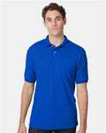 Hanes 054X Men's EcoSmart Jersey Polo - Deep Royal - model front