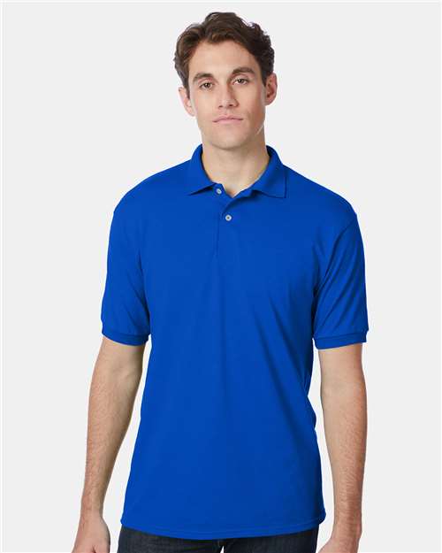 Hanes 054X Men's EcoSmart Jersey Polo - Deep Royal - model front