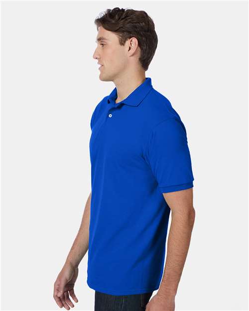 Hanes 054X Men's EcoSmart Jersey Polo - Deep Royal - model side