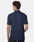 Hanes 054X Men's EcoSmart Jersey Polo - Navy - model back