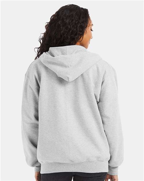 Hanes F280 Unisex Ultimate Cotton Full-Zip Hooded Sweatshirt - Ash - model back