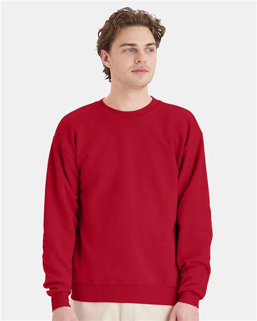 Hanes P160 EcoSmart Crewneck Sweatshirt - Deep Red - model front