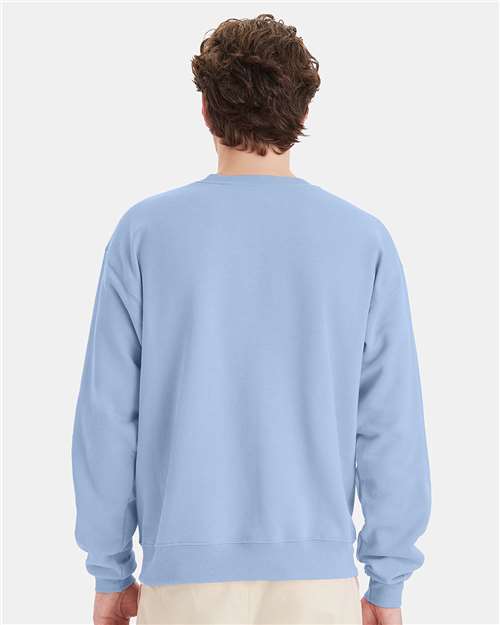 Hanes P160 EcoSmart Crewneck Sweatshirt - Light Blue - model back
