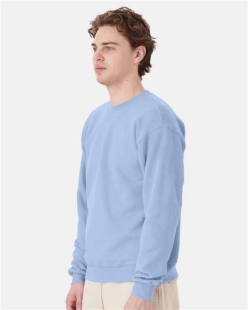 Hanes P160 EcoSmart Crewneck Sweatshirt - Light Blue - model side